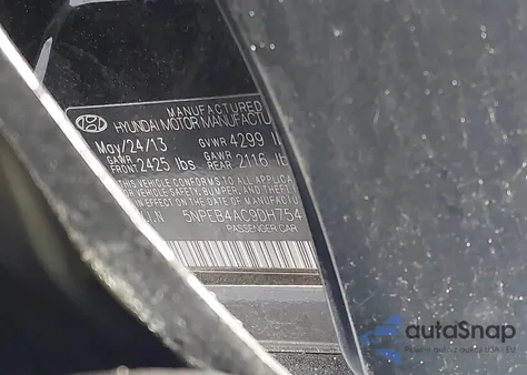 2013 Hyundai Sonata Gls from USA, damaged, VIN 5NPEB4AC9DH754555